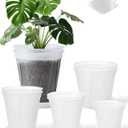 Large Clear Nursery pots for Plants with Saucers,10 pcs 9.5/8.3/7/6/5 inch Thick Plastic Nursery pots for Plants with Drainage Holes for Monstera,Aroid