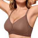 OEAK Women Seamless Bra No Underwire Push Up Anti Sagging Bralettes Everyday Tshirt Supportive Racerback Bra 3XL Coffee