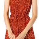 Allegra K Women's Midi Floral Dresses Summer Casual Wedding Guest Sleeveless Dress (Medium, Red)