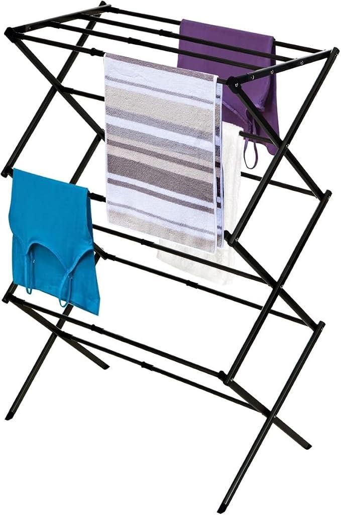 KINGRACK 3 Tier Foldable Clothesline Expandable Laundry Organizer Small Clothesline Foldable Towel Rack