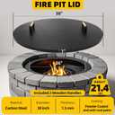 G GOOD GAIN Firepit Lid Round 38 Inch - Rust Resistant Fire Pit Lid Cover with Wooden Handle & Gloves, Fire Pit Snuffer Lid for Courtyards, Patio, Winter Cold Protection. Fits Fire Pits Up to 36"