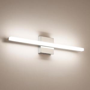 Combuh LED Bathroom Vanity Light Bar 24Inch 14W IP44 Chrome Shining Over Mirror Lighting Fixture Indoor Wall Sconces Modern Bright White 4000K