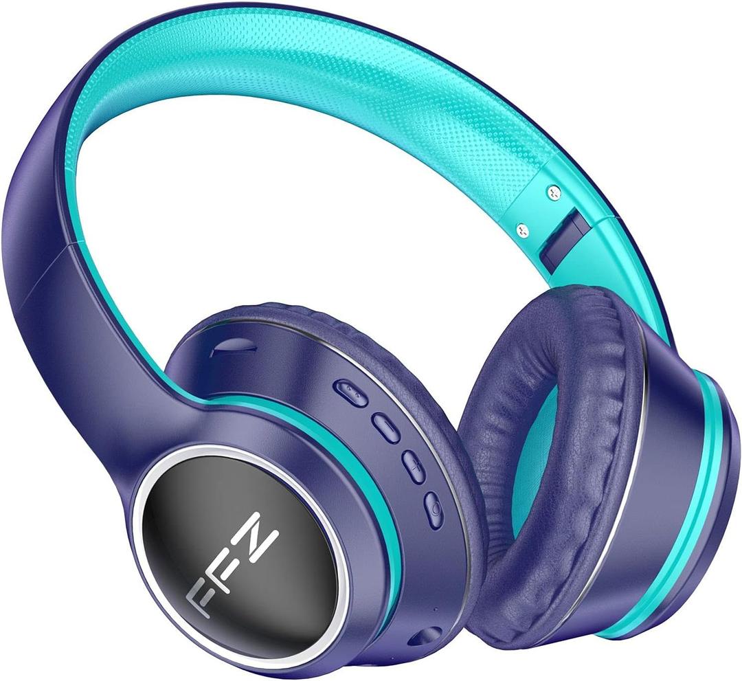 FFZ Kids Bluetooth Headphones, Wireless for School, Built-in Mic, LED Lights, Foldable for Ipad/Tablet/Car/Airplane (Navy Blue)