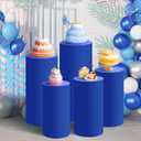 SaitiMade Set of 3 - Royal Blue Cylinder Pedestal Stand Covers, Spandex Cylinder Stand Covers for Party, Wedding or Birthday Event Decor - Only Contains Cylinder Covers