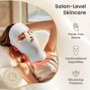 tinkoola Red Light Therapy Mask for Face & Neck, LED Face Light Therapy,USB C Rechargeable,Infrared Mask for Home Working Travel Yoga (White Gold)