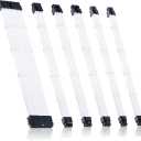 Clovertale Braided ATX Sleeved Cable Extension Kit for Power Supply Cable Kit, PSU Connectors, 24 Pin, 8 Pin, 6 Pin 4 + 4 Pin, 6 Pack, with Cable Comb 24 Pieces Set 24-Pin, 8-Pin, 6-Pin (White)
