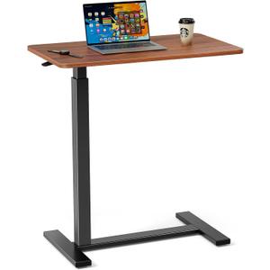 Sweetcrispy Overbed Bedside Table with Wheels, Adjustable Hospital & Home Use Bed Table, Rolling Laptop Table, Mobile Standing Desk, Rust