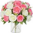 MARTINE MALL 2 Packs Peonies Artificial Flowers, Mixed White Pink Artificial Peonies, Silk Peonies Flowers Fake Peonies Artificial Flowers Peonies Bouquet for Centerpiece Table Wedding Home Decor