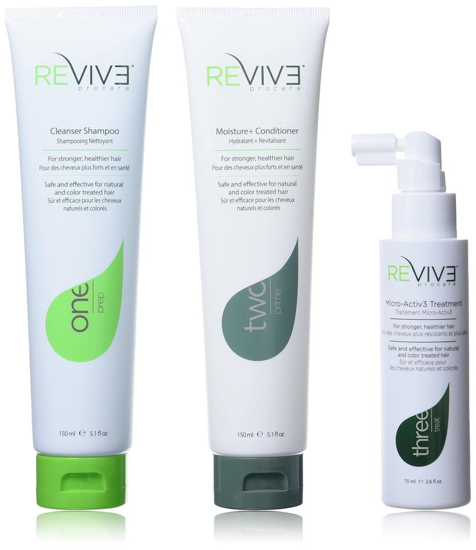 REVIV3 Procare 30 Day Trial Kit - 3-Part System for Fine and Thinning Hair - Sulfate and Paraben Free - Leave-In Hair Treatment Shampoo and Conditioner - Thinning Hair Treatment for Men and Women (22.8 Fl Oz (Pack of 1))