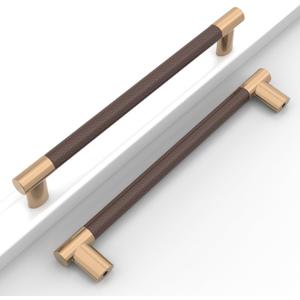 10 Pack 10"(254mm) Champagne Bronze and Brown Cabinet Pulls, Knurled Antique Cabinet Hardware for Kitchen Drawers, Bathroom Vanity, Dresser - Cabinet Handles, Two Tone Zinc Alloy