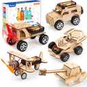 Poraxy 5 in 1 STEM Kits for Kids Age 8-10, Science Building Project Craft for 8-13, Model Car Kit, STEM Toys for Boys Girls Age 8-12, Wooden 3D Puzzles, Birthday Gifts for 6 7 8 9 10 11 12 13 Year Old
