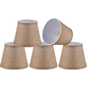 Aspen Creative 51022-5, Hardback Empire Transitional Clip-On Chandelier Shade, Beige Linen Texture Fabric, 4" Top x 6" Bottom x 5" Slant, Set of 5, 4" Top X 6" Bottom X 5" Slant Height