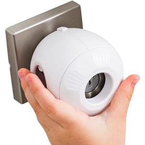 Child Safety Door Knob Cover (4 Pack) Hard-to-Remove Dual-Lock Door Handle Covers for Kids - Reusable Baby Proof Door Knob Locks - Installs Easily, No Tools Needed (White)
