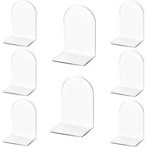 Lulonpon 8 Pieces Book Ends for Shelves, Heavy Books, School, Library, Desktop Organizer - Clear Acrylic Bookends