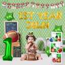 First Year Down Birthday Party Decorations, Football 1st Birthday Decorations, Touchdown Backdrop Balloon Banner Cake Topper Box, Baby Boy First Sport Party Supplies