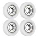 Uxcell 4Pcs Ball Bearing Guide 10 x 35 x 11mm Double Shielded POM Roller Bearings, Flat Pulley Wheel for Furniture, Hardware Accessories, White
