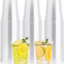 100 Pack 12 OZ Clear Plastic Cups, Cold Party Drinking Cups, Clear Disposable Cups Fruit/Ice Cream/Cupcake/Iced Cold Drinks