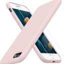 Miracase Ultra Slim Designed for iPhone SE Case 2022(3rd Gen)/iPhone SE 2020(2nd Gen)/iPhone 7/iPhone 8 Cases with Screen Protector, Multi-Color Silicone Shockproof Phone Case(Sand Pink)