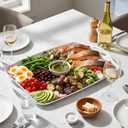TP Large Serving Trays with Handles, 19" x 12" Melamine Serving Platters for Food, Turkey, Set of 2 Rectangular Trays for Party, Pure White