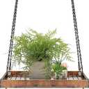 Lilybud--lily Plant Hanger Indoor Outdoor, 16" Large Hanging Planters for Indoor Plants Hanging Plant Holder Wood Metal Hanging Plant Shelf Large Hanging Baskets for Plants Outdoor Window Ceiling