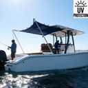 Boat T-Top Sun Shade Kit Boat Canopy, Boat Cover with Stainless Steel Telescopic Rod Foldable,UV-Proof 1200D High-Tech Polyester Fiber, Anti-Ultraviolet Dark Blue (Size1:A=47" B=59" C=47")