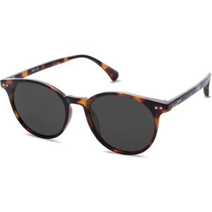 SOJOS Small Round Classic Polarized Sunglasses for Women Men Vintage Style UV400 Lens MAY SJ2113 (Amber Tortoise/Grey)