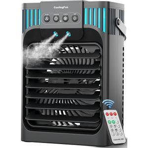 Portable Air Conditioner, LEAEYFE 3 Higher Speeds With 1200ml Extra Large Water Tank, 7 Color Lights 2/8 Hour Timer, 120 OscillatingCooling Fan For Desk, Home, Bed and Living Room
