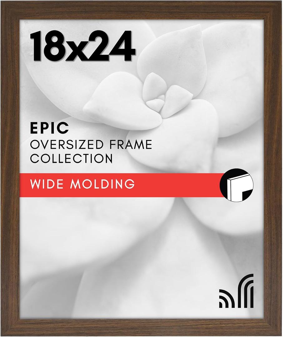Americanflat 18x24 Poster Frame with Polished Plexiglass - Wide Picture Frames Made of Engineered Wood for Vertical or Horizontal Wall Display - Epic Collection - Mahogany