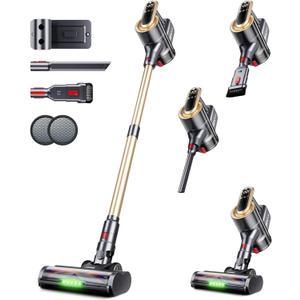 RENDOW Cordless Vacuum Cleaner, 550W 45Kpa 65Mins Vacuum Cleaners for Home, Self-Standing Cordless Stick Vacuum with LED Display,Anti-Tangle Rechargeable Wireless Vacuum for Pet Hair/Carpet/Hard Floor