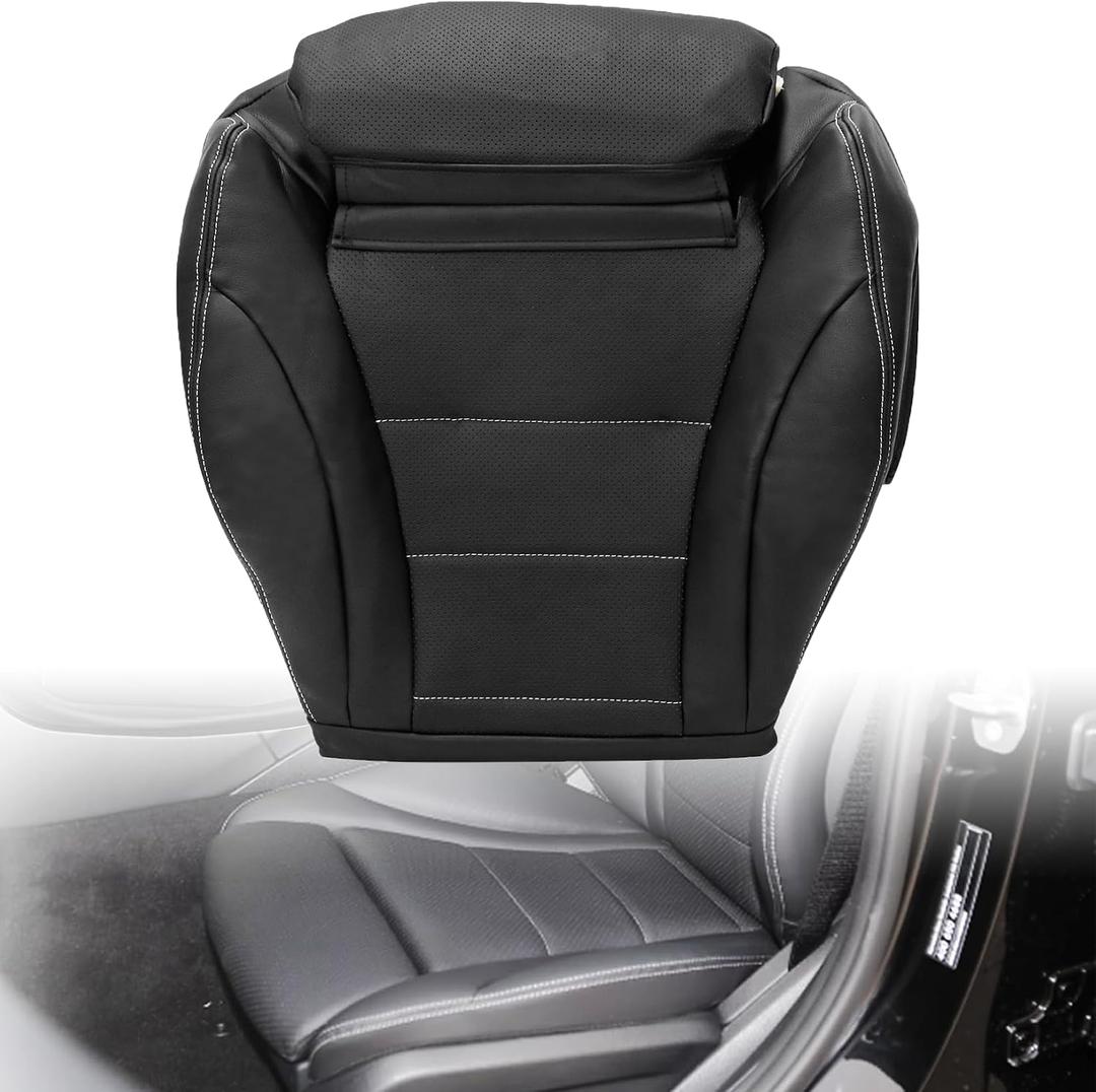 Driver Side Bottom Leather Seat Cover Black Compatible with Mercedes Benz C Class - C250 C300 C350 C350e C400 GLC300 GLC300e GLC350e 2015 2016 2017 2018 2019 2020 2021