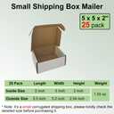 5x5x2'' Small Shipping Boxes 25 Pack, White Corrugated Cardboard Literature Mailers, Mailing Packaging Supplies for Small Business (W552-25)