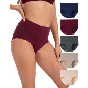 INNERSY Women's Underwear Cotton Briefs High Waisted Breathable Panties 5 Pack (3X-Large)