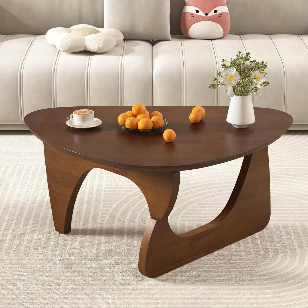 100% Solid Wood Triangle Coffee Table - Mid Century Modern Coffee Table for Living Room, Modern Tea Table for Home, 34.3x23.6x16.5