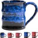 Midnight Blue Ceramic Coffee Mug 15oz - Handcrafted Artisan Mug with Large Handle for Comfort, Unique Birthday Gift for Him/Her, Office Desk Essential, Safe for Dishwasher
