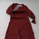 PRETTYGARDEN Women's Fall Knit Pullover Sweater Dress Elegant Long Lantern Sleeve V Neck Winter Maxi Bodycon Dresses (Wine Red)