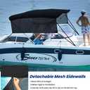 KAKIT Bimini Tops with Mesh Sidewalls (4 Bow 8'L x 54" H x 54"-60" W,Black) | Heavy Duty,Anti-UV,Waterproof,Support Poles,2 Straps,Zippered Storage Boot,Marine Grade Canvas,1 Inch Aluminum Frame