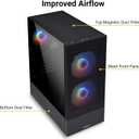 LIAN LI High Airflow ATX PC Case, RGB Gaming Computer Case, Mesh Front Panel Mid-Tower Chassis w/ 3 ARGB PWM Fans Pre-Installed, USB Type-C Port, Tempered Glass Side Panel (LANCOOL 205 MESH C, Black)