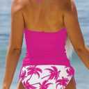Women's Funny Graphic Drawstring Halter Two Piece Tankini Set Summer Swimwear Beach Vacation Swimsuits (Pink, L)