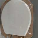 Mayfair Bennett Toilet Seat with Brushed Gold Hinges, Slow Close Wood Seat, Secure Metal Hinges, Easy Install, Made in USA, Round, White