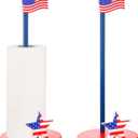 Namalu Independence Day Paper Towel Holder with Round Base Rustic 4th of July Decor for Kitchen and Bathroom Fun Paper Towel Holder Kitchen Paper Towel Dispenser for Countertop Women Toilet, Pack of 1