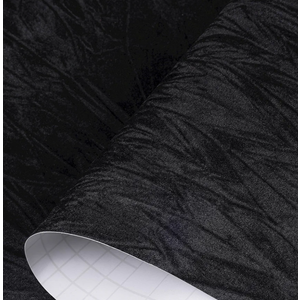 Decotalk Black Velvet Peel and Stick Wallpaper, 2ft x 10ft, Flocking, Self-Adhesive, 19.37 sq.ft Coverage