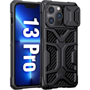 Nillkin Armor Case for iPhone 13 Pro Case with Slide Camera Cover, Lens Protection, Military Grade Tough Style Shockproof Heavy Duty Protective Case for iPhone 13 Pro 6.1 inch Black Army Style