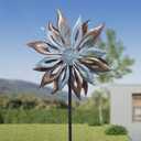 Outdoor Wind Spinner with Garden Stake 62.99" Metal Two-Way Wind Sculptures Solar Color Changing Lights Large Windmills for Garden,Patio,Yard,Lawn Decor Gifts Blade