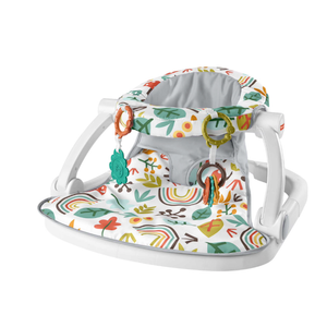 Fisher-Price Portable Baby Chair Sit-Me-Up Floor Seat with Developmental Toys & Machine Washable Seat Pad, Rainbow Showers