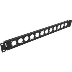 1U Hinged D-Series 12 Connectors Punch-Out Component Panel for 19 inches Sound, AV, Computer -Equipment Racks- Patch Panel Compatible with XLR, HDMI (1U12D)