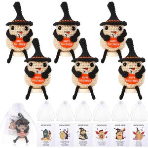 6 Sets Potatoes Crochet with Support Cards Mini Plush Emotional Crochet Inspirational Positive Gift for Valentines Christmas Party Favors