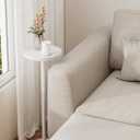 TUTOTAK Tall Round Side Table, Small End Table, Beside Table, Drink Table, Pedestal Side Table, livingroom, White TB01BW065