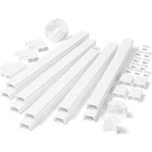 142in Wall Cable Hider Kit, YCLYC Cord Hider Wall Cord Cover for 3-4 Cords, Wire Hiders for TV on Wall, White Wall Cable Management Kit, Paintable Wall Wire Cover 10 x L14.2in W1.18in H0.6in (Large)