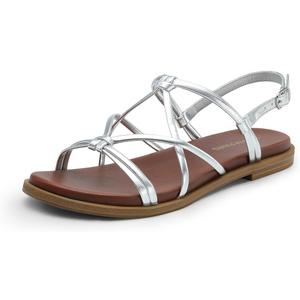 DREAM PAIRS Women's Sandals Cross Strappy Gladiator Dress Flat Sandals Daily Casual Comfortable Summer Shoes Silver 8,5 DREAM PAIRS Women's Sandals Cross Strappy Gladiator Dress Flat Sandals Daily Casual Comfortable Summer Shoes Silver 8,5