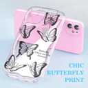 2 x Compatible for iPhone 11 Case, Pretty Butterfly Print Three-Dimensional Wave Clear Case for Girls Women, Soft Full Package Anti-Fall Cover for iPhone 11, Black Butterfly